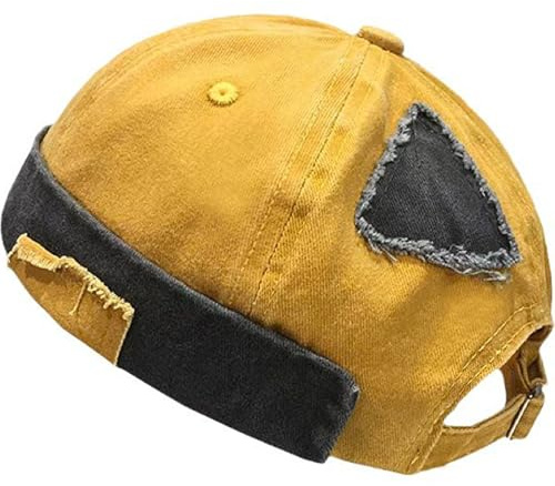 YeeHeen Men Dome Brimless Hats Sailor Docker Beanie Cap Hip Hop Skull Caps Yellow