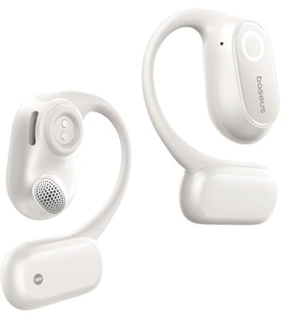 Baseus Bowie MF1 Auriculares Abiertos Bluetooth, Cascos Inalámbricos con Microfono, Acústica Dirigida, Bajos Potentes, Ultraligeros, IPX4 Impermeables, Micrófonos ENC, para Correr, Entrenamiento