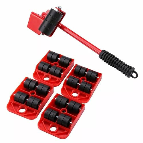 Professional 5PCS Furniture Transport Roller Set – 150KG Capacity, Dolly with Lifter, 360° Rotatable Pads, Heavy Duty Movers for Bed, Sofa, Refrigerator, Cabinets – Easy & Safe Wheel Sliders