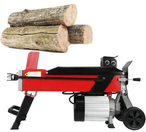 HERGDB Cortadora eléctrica de troncos de 8 toneladas, máquina hidráulica de madera para cortar leña, quemadores de madera pequeños a medianos, longitud de troncos de hasta 520 mm, con interruptor de