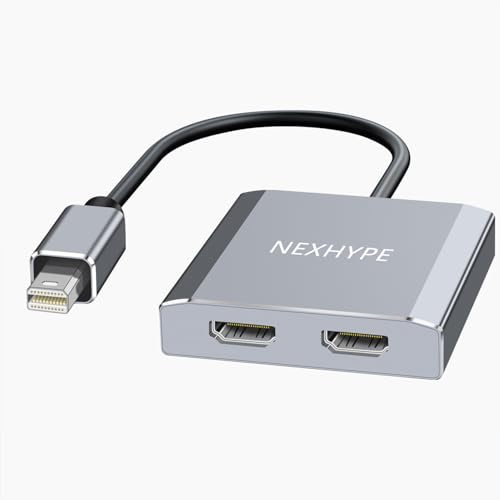 Mini DisplayPort to Dual HDMI Adapter, 4K@60Hz Mini DisplayPort to HDMI Splitter Extended Display Adapter for Dual Monitors,Mini Display Port to 2 HDM I Converter for De-ll, NVIDIA, AMD, Len-ovo, HP