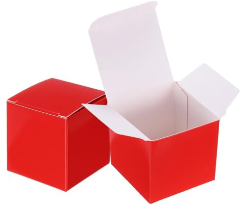 QUARKZMAN 20 Cajas De Regalo Caja De Cartón Cuadrada De 2 Con Tapa Rojo | Contenedor De Dulces Para Fiestas, Regalos Bodas Fiestas Cumpleaños Graduaciones, Suministros Para Fiestas