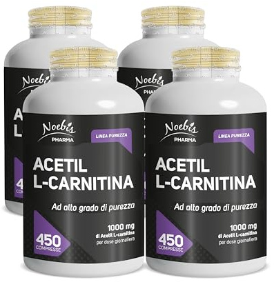 Acetil L-Carnitina di Noebis Pharma – Integratore ad Alto Dosaggio 1000 mg – 450 Compresse Formato Maxi – Qualità Controllata, Made in Italy