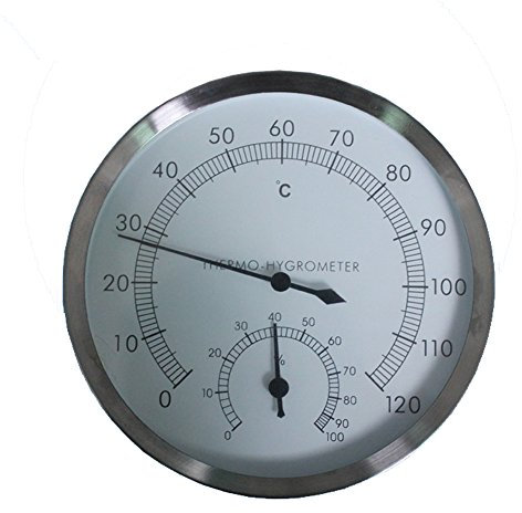 Sala de sauna termómetro hyprometer THERMO-HYGROMETER (acero inoxidable, montaje en pared