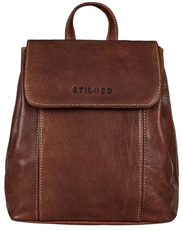 STILORD 'Fiona' Daypack Rucksack Damen Leder Klein für City Shopping Freizeit iPad 9.7 Zoll Vintage Rucksackhandtasche aus Echtem Leder, Farbe:cannes - braun