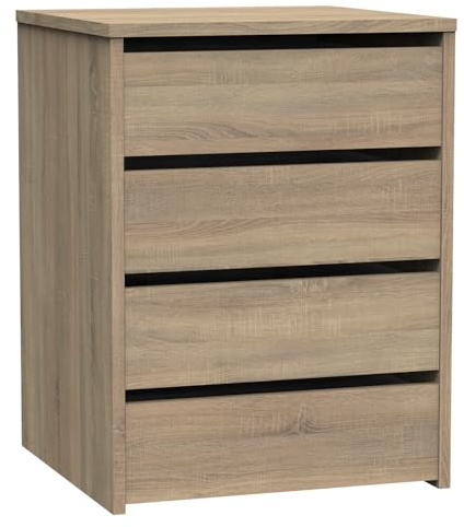 MUEBLES PITARCH | Commode 4 Tiroirs, Chêne Cambrian, 63,5x46x45 cm (Hauteur x Largeur x Profondeur), Collection Tibet