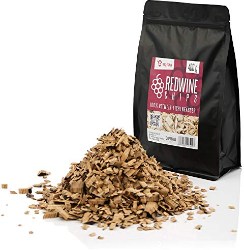 BBQ-TORO Vin Rouge Chips pour Fumeurs | Copeaux de fumée Intensive provenant de fûts de chêne | copeaux de Grill pour Grill à gaz, Fumeur, BBQ (400)