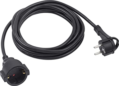 Meister 7432370 - Prolunga con contatto di protezione – spina extra piatta – cavo da 3 m – nero – IP20 per interni/frizione con protezione da contatto/prolunga Schuko con spina piatta/cavo di
