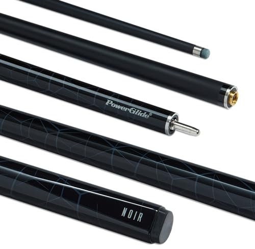 POWERGLIDE Snooker Pool or Billiard Cue Stick | Noir | Fibreglass | Ultra Smooth High Gloss | 2 Piece 50/50 Joint | Black Cracked Ice | 18 oz | 10mm Tip | Full Size 57