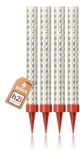 h2i Eissterne | 4 Stück | 60 Sek. Brenndauer | Eisfontäne Sprühkerze Wunderkerze - Highlight für Events Party Hochzeit Geburtstag | Tischfeuerwerk & Deko für Flaschen & Torten | Silber | Kat F1