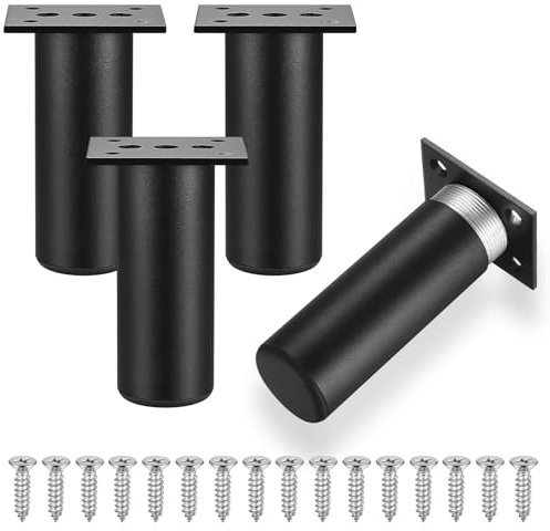 SZSIQI 4 Pcs Adjustable Legs for Furniture Legs, 4/10cm Black Cabinet 0-20mm Adjustable Feet for Furniture Sofa Table for Cupboard Dresser Bed Chair Cabinet Breakfast Bar Feet