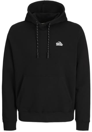 JACK & JONES Jcoflare - Sudadera con Capucha con Estampado fotográfico, Negro, XXL