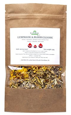 Lymphatic & Blood Detox Tea - Herbal Cleansing Blend with Dandelion, Birch & Cleavers - Supports Blood Purification, Liver & Kidney Health 50g