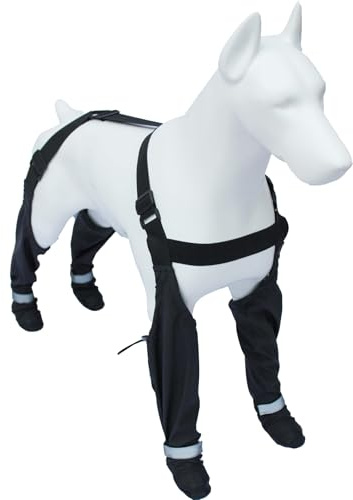 BLOSSOMLIFE Stivali per cani con bretelle, impermeabili per cani di grandi dimensioni, stivali da pioggia con suola in gomma, pantaloni da neve, protezioni per le zampe scarpe legging, stivali da neve