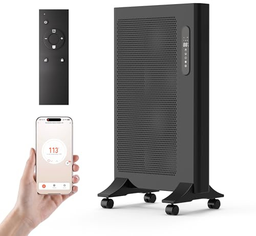 Hauxionex Mica Infrared Space Heater, 1500W Portable Panel Heater for Indoor Use, Large Room, WiFi Smart App & Alexa Control, Fast Heating, Energy Efficient, Quiet, Black