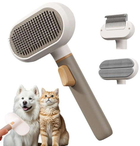 Brosse Pour Animaux | Peigne Anti-Dérapant Avec 3 Têtes,Brosse Déshedding Pour Chat | Pour Nettoyer Masser Poils Courts Longs Sous-Poil Chats Maison Intérieur