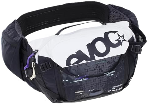 EVOC Hip Pack Pro 3 + Hydration Bladder 1,5, riñonera (Air Flow Contact System, cinturón Lumbar Aero Flex, Incluye Bolsa de hidratación de 1,5 l y portabotellas, Talla única), Multicolor