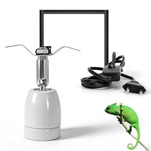 Varm lamphållare E27 reptiler värmelampa terrarium värmelampa keramik | Värmelampa sköldpaddor keramisk lampa, med strömbrytare kabel 360° roterbar, för akvarium reptil, ödlor, dagsljus, vit
