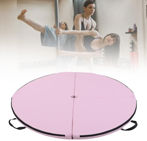 ZAICOLER Pole Dance Säkerhetsmatta Pole Dance Crash Pad Träningsmatta High Density EPE Foam PU Läder 8 Cm Mitthål Vikbar med Handtag för Hemmagym Fitness Tumbling Stretching