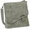Ledershop24 Geschenkset - Handtasche Schultertasche Umhängetasche Wildleder-Imitat Used Look mit Riegelverschluss Farbe grau