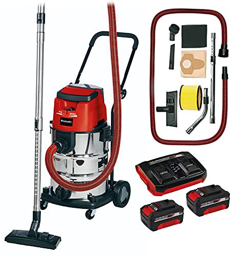 Einhell Aspirateur eau et poussière sans fil TE-VC 36/30 Li S-Solo - Power X-Change (Cuve 30L, 2 vitesses (ECO/BOOST), Raccord pour soufflerie) avec Twincharger et 2 Batteries 3,0Ah