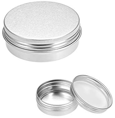 sourcing map 5 Pack 2 oz Round Aluminum Cans Tin Can Screw Top Metal Lid Containers for Crafts, Candles, 60ml