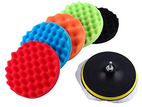 Dimoxii Esponja de Pulido Coche 8pcs Set de Almohadillas para Pulir Almohadillas Kit de Ajuste con Taladro Adaptador para Coche (Esponja pulidora de 4 Pulgadas)