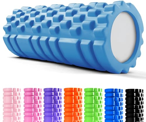 unycos - Rodillo para Masajes Musculares【33x14 cm】Resiste 130 kg | Cilindro de Espuma Dura para Fitness, Terapia con Foam Roller | Automasaje para Recuperación y Flexibilidad (Azul Claro)