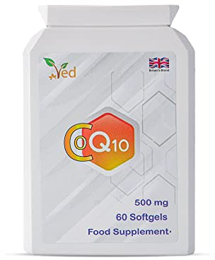 Ved's CoQ10 500 mg | Co-Enzym Q10 | Höchste Festigkeit | Natürlich fermentiertes Ubiquinon-Coenzym | Überlegene natürliche Formel | 500 mg 60 softgel| Vorrat für 2 Monate