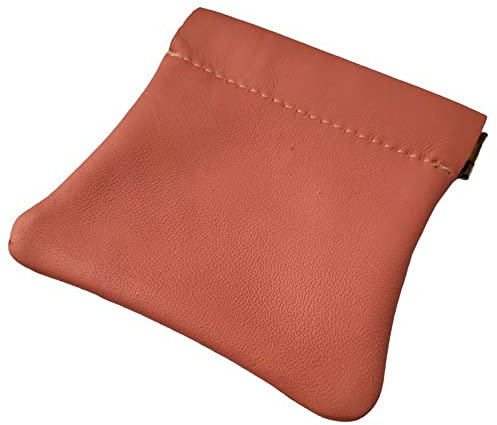 FAST WORLD SHOPPING ® Portamonete Vera Pelle Porta monete Banconote Monetine Made In Italy Borsello Borsellino Tascabile Portafoglio Uomo Portasoldi Donna Unisex Chiusura Molla Snap (Rosa)