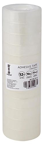 memobe Amex Klebeband - Transparente Allzweckband - Schule Büro Arbeit - Klebefilm beständig haltbar - klarer Tesafilm mit Akrylkleber - Mehrzweck Klebe Rollen - 12mm x 10m, 12 Stk.