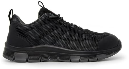 Xpert - Charge S3 Safety Trainers. Lace Up Steel Toe Cap Shoes, Comfortable and Water Resistant Work Boots for Men. S3 Rating with Midsole Design for Safety. Black/Grey UK11