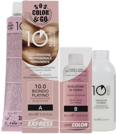 A ALAMA Professional Sos Color&Go set colorazione professionale permanente in 10 minuti - 10.0 Biondo platino