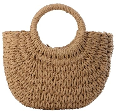 Jywmsc Donne Borsa di Paglia da Spiaggia Intrecciata Crossbody Borse a Tracolla Top Handle Satchel Handbag Purse per L'estate