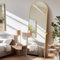 Arco Specchio da pavimento a figura intera 44x147 CM grande specchio da parete con cornice in Oro Alluminio, da appoggiare o da appendere, per soggiorno, camera da letto, ingresso, corridoio