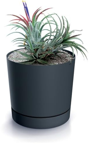magubo Blumentopf mit Untersetzer, Übertöpfe für Zimmerpflanzen, Pflanzkübel, Übertopf Groß, 35 cm Durchmesser, Elegantes Design für Innen- und Außenbereich (Anthrazit, 350)