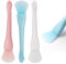 Lote de 3 brochas de silicona para tratamientos faciales, aplicador de doble extremo, aplicador de máscara, pincel de labios, aplicador para el cuidado de la piel (blanco, azul, rosa)