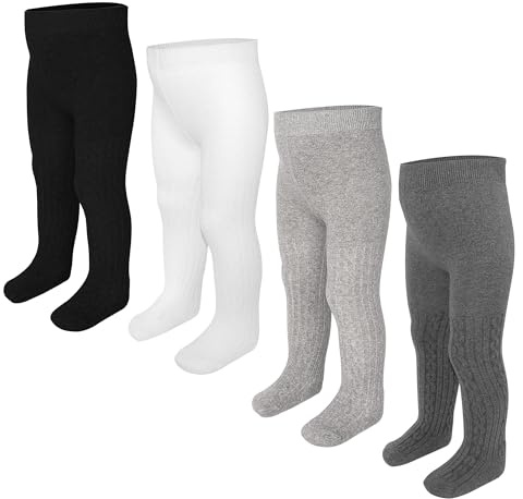 ZERULETS Lot de 4 paires de collants pour bébé fille garçon hiver coton collants pour enfants 6 mois à 6 ans, 2-4 Jahre