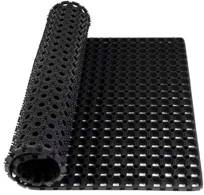 KARAT - Caillebotis Professionnel en Caoutchouc - Grattoir Alvéolé d'Entrée Résistant - Tapis de Chevaux - Dalle de Drainage Optimal - Octo Door, Épaisseur 23 mm - 60x80 cm