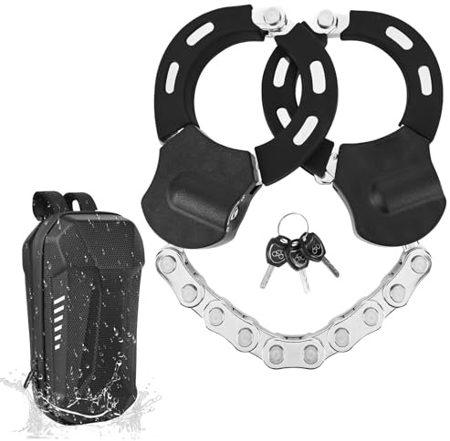 Pfloge®Antivol Trotinette Electrique, Cadenas Trotinette Electrique, Antivol Menotte avec Clés et Sac Etanche 3L, Accessoires Trottinette Electrique, Chaînes Antivols Velo pour Les Vélos,Motos,Scooter