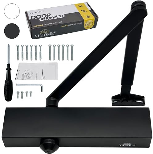 VI HOME Ferme Porte Automatique Réglable Avec Retenue 60kg / Ressort de Porte Avec Système Hydraulique/Ferme Porte Automatique/Groom Fermeture Porte/Amortisseur Porte (Noir haut de gamme)
