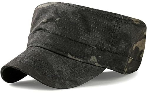 Ardorion Gorra militar de camuflaje para hombre, de algodón, gorra militar, gorra deslizante, gorra plana, gorra de béisbol, gorra de camuflaje, sombrero deportivo militar, b, Talla única