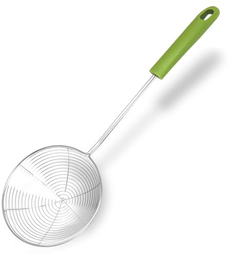 Fackelmann Schiumarola a ragno con manico in plastica riciclata certificata GRS, materiale parte funzionale in acciaio inossidabile, dimensioni Ø 12 x 36 cm