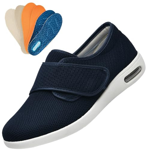 Basket Scratch Homme Chaussure Diabetique Chaussures De Marche à Enfiler à Coussin d'air pour Femmes pour les pieds enflés ou tout simplement Convient Pour Le Shopping, Le Travail(Blue,44.5 EU)