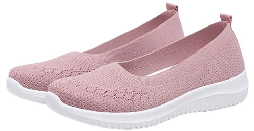 Dam ortopediska skor slip-on sneakers sommar bekväma promenadskor bak öppna sommarskor ventilerande fodrade sportskor stickade tygskor breda H sneakers utomhus
