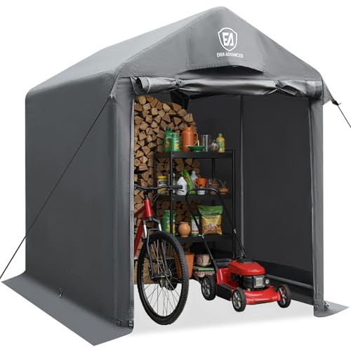 EVER ADVANCED Garden Shed Storage 1.8 * 1.2m 3000mm Water Resistant Bike Shed Storage for Outside, Heavy Duty Outdoor Tent for Motorcycle, Foldable, Portable Garage, Gray