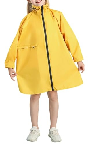 Eauptffy Poncho de lluvia para niños con capucha, impermeable poncho de lluvia para niños y niñas, chubasquero protector de lluvia, chubasquero reutilizable, 3-14 años, O amarillo., L