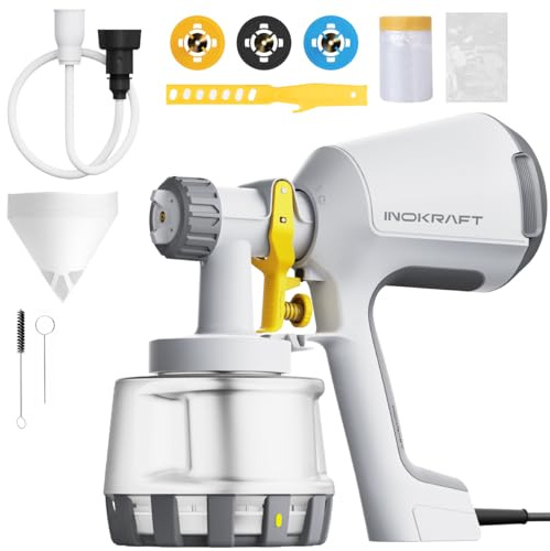 InoKraft Farbsprühsystem, 0-980ml/min, 600W elektrisches Farbsprühgerät mit 1200ml Behälter, 3 Düsen & 3 Sprühmustern - Sprühpistole für Wandfarbe, Schränke, Zäune, Türen, Möbel