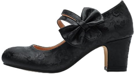 Chaussures de costume traditionnel Dirndl pour femme - Avec talon - Chaussures de mariée - Chaussures de danse - Escarpins à talon bloc - Ballerines élégantes pour Dirndl, Noir , 45 EU