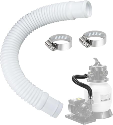 Tubo Piscina 32 mm Lunghezza 40 cm con 2 Fascette Stringitubo, Tubo Corto per Pompa e Skimmer Tubi per Piscina Fuori Terra Compatibile con Intex